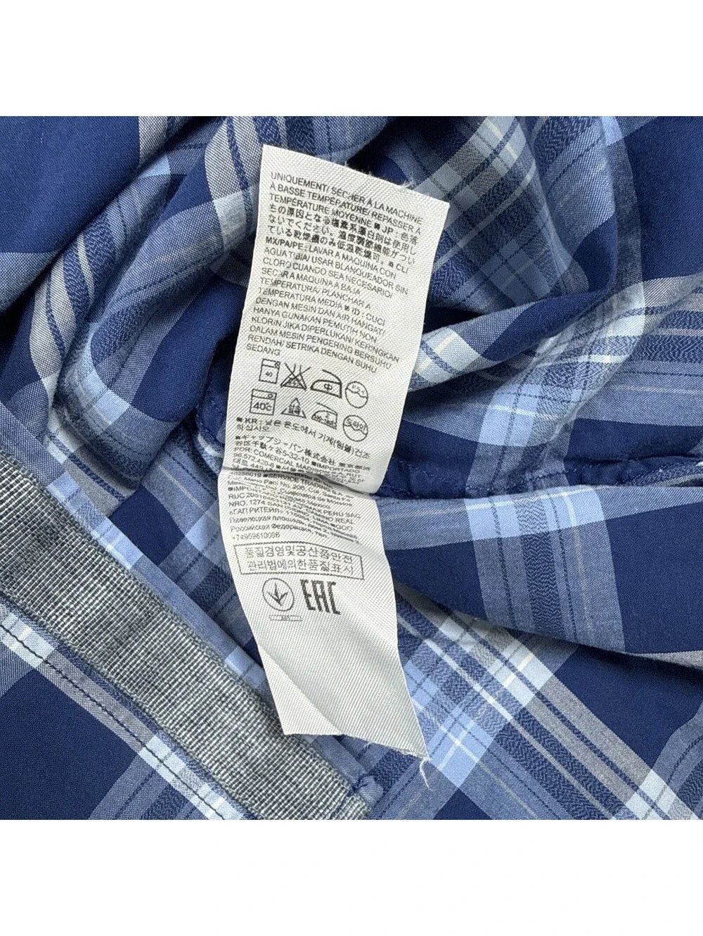 Banana Republic Camden Fit Men's L Woven Cotton Plaid Button-Down Shirt Blue